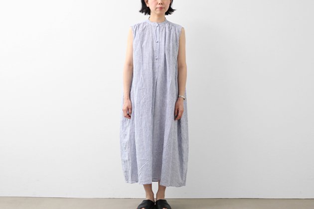 HAU ハウ チェックリネン ニードルワンピース